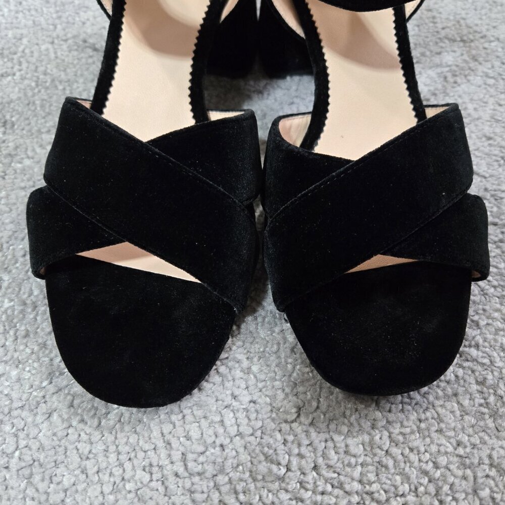 J. Crew Penny Black Velvet Sandal Block Heel Preppy Evening Party K0007 - Picture 4 of 13